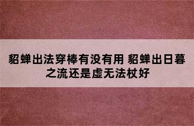 貂蝉出法穿棒有没有用 貂蝉出日暮之流还是虚无法杖好